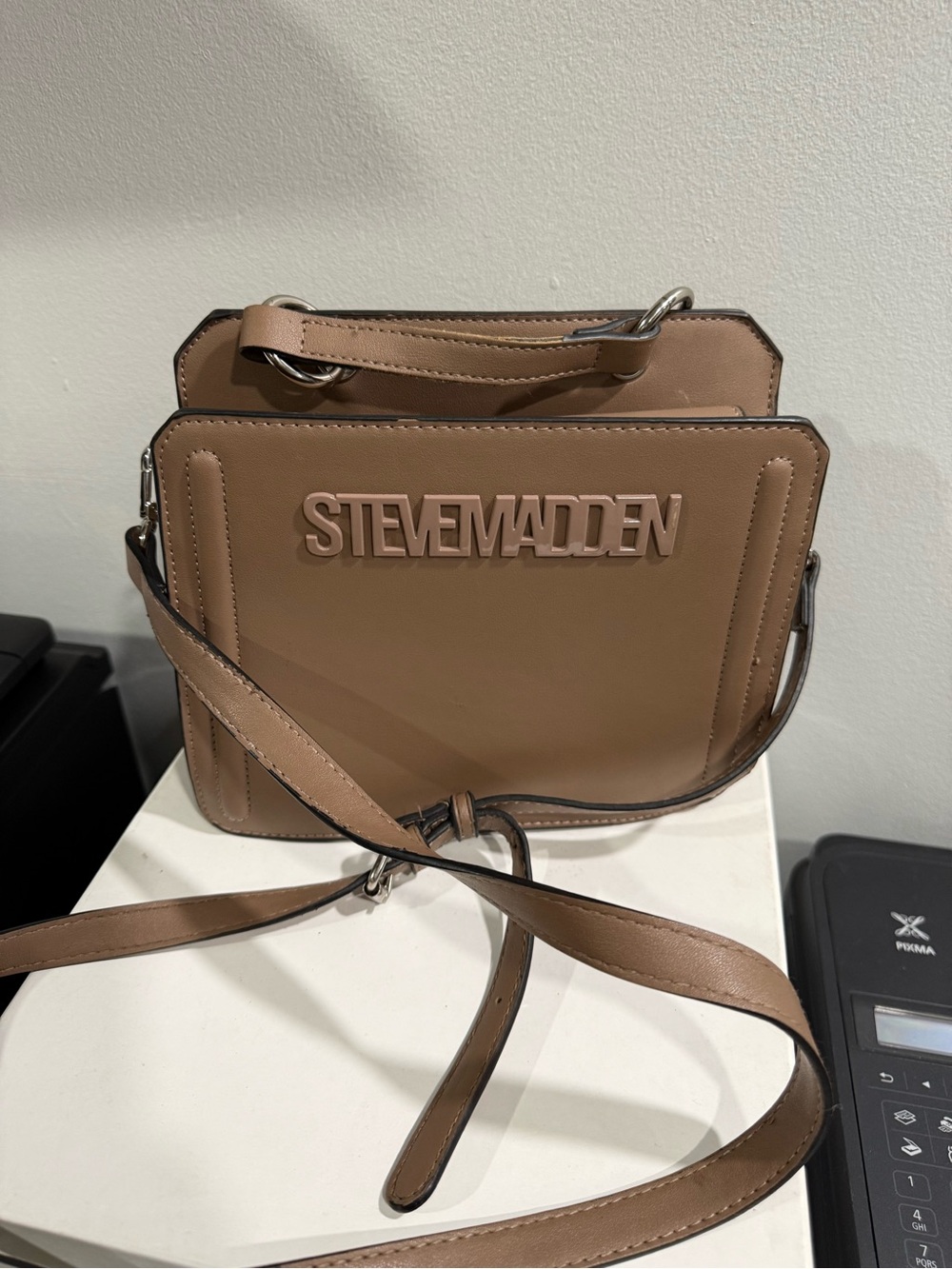 Steve Madden Brown Leather Messenger Crossbody Bag